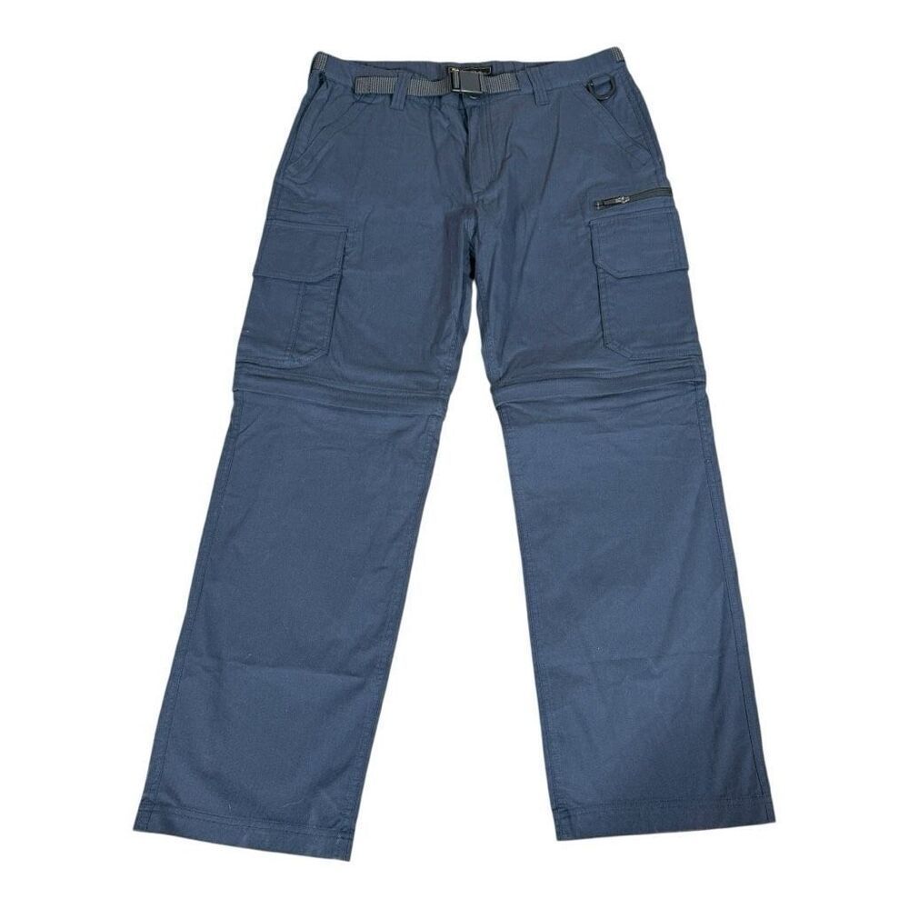 BC Clothing Mens Convertible Blue Stretch Cargo Outdoor Hiking Pants Size L X 30